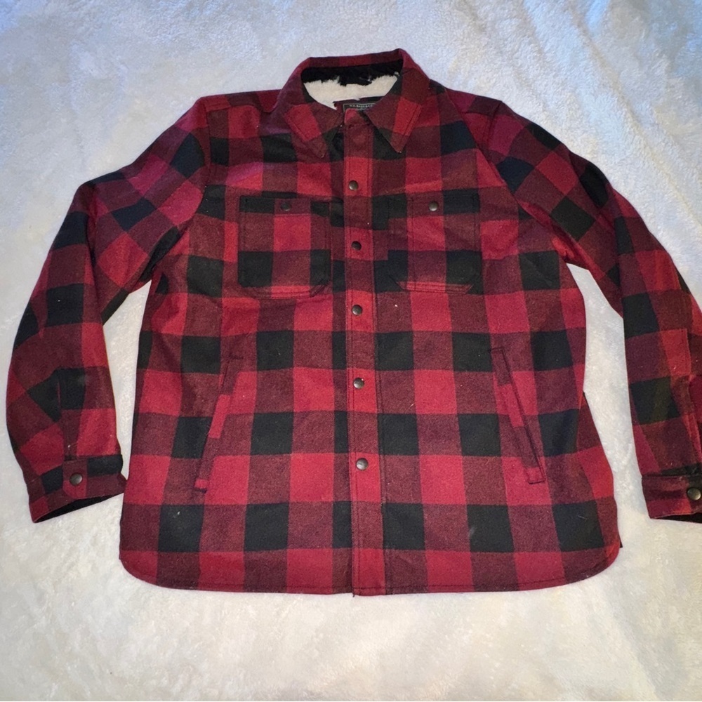 G.H. Bass & Co. Red and Black Checkered Fleece Lines Shacket